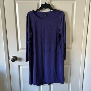 Petite Eileen Fisher Purple Silk Dress with Pockets